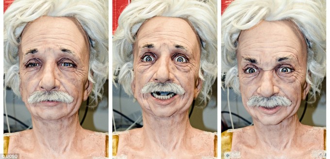 Einstein Robot realiza distintos gestos faciales y los aprende en forma autosuficiente. Foto: UCSD.