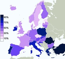 Creyentes por países. Fuente: Wikimedia Commons.