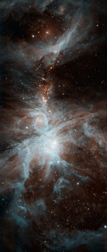 La nebulosa de Orion.  NASA / JPL-Caltech / Univ. of Toledo 