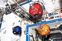 Los tres robots Spheres. Fuente: NASA.