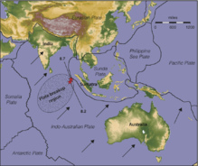 Mapa del Océano Índico que muestra los epicentros del terremoto de 2012 y su réplica (estrellas rojas). Imagen: Keith Koper. Fuente: University of Utah Seismograph Stations.