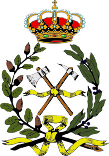 Escudo del Colegio y la Asociación de Ingenieros de Montes. Fuente: CAIM.