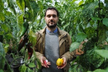 Adrián Rodríguez-Burruezo, con algunos de los pimientos analizados. Fuente: UPV.