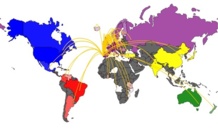 El mapa, con los vínculos de investigadores españoles con los de otros países. Fuente: Mendeley.