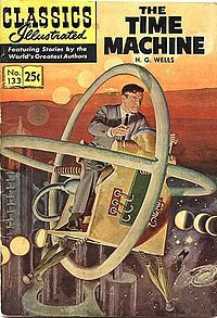 Ilustración sobre la novela de ciencia ficción de H.G.Wells “The Time Machine”. Fuente: Wikimedia Commons. 