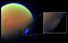 Mapa espectral de Titán. Fuente: NASA/JPL-Caltech/ASI/University of Arizona/SSI/Leiden Observatory & SRON.