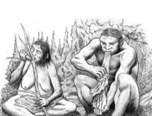 Ilustración de la posible división del trabajo de los neandertales por sexos. Fuente: CSIC.