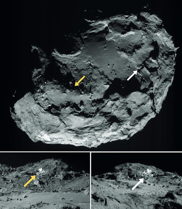 El agua en 67P. Fuente: Rosetta Navcam/ESA.