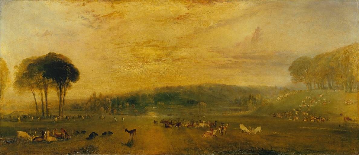 The Lake, Petworth: Sunset, Fighting Bucks. Autor: J. M. W. Turner. Fuente: Tate Gallery.