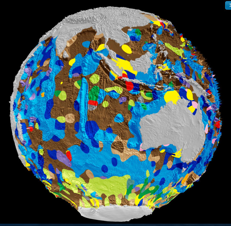 Instantánea del mapa digital.EarthByte Group, School of Geosciences, University of Sydney. 