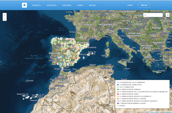 Mapa virtual de las 900 instalaciones emisoras. Fuente: Sinc.