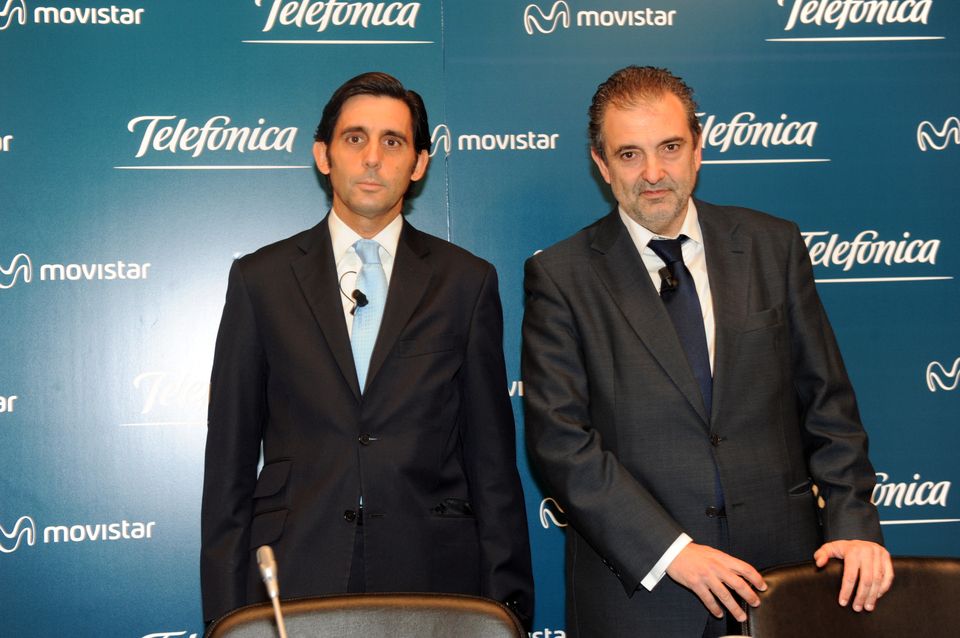 En la imagen: José María Álvarez-Pallete, presidente de Telefónica Europa y Luis Miguel Gilpérez, responsable del Negocio de Telefónca España